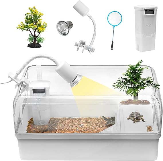 Turtle Tank Starter Kit for Baby with Silent Filter Small Green