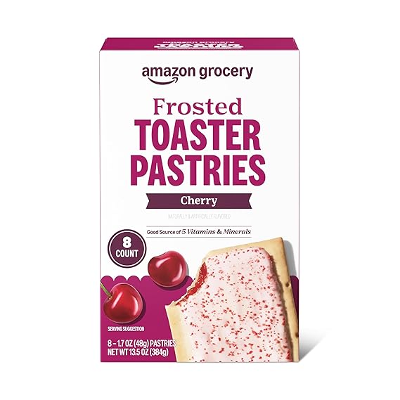 Amazon Grocery, Frosted Toaster Pastries, Cherry, 13.5 Oz, 8 Ct