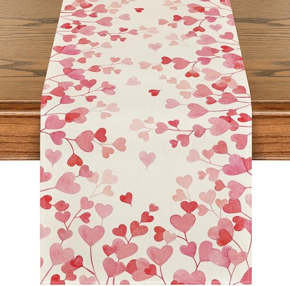 Artoid Mode Love Hearts Valentine's Table Runner Home Decor 13x72 Inch