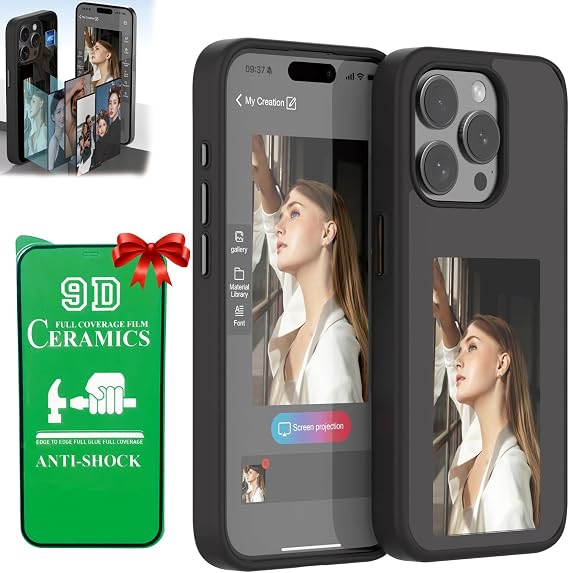 Smart E Ink Phone Case for iPhone 15 Plus, Black