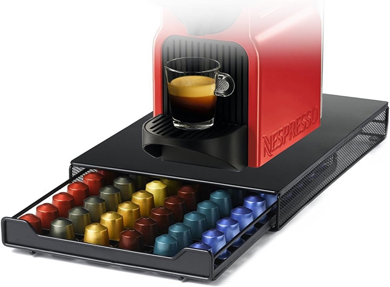 HiveNets Nespresso Capsule Drawer Coffee Pod Storage Support Compatible for Nespresso Original Metal Holder for 60 Pcs