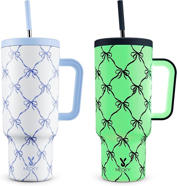 Meoky 1182ml Tumbler with Straw and Lid, Glow in the Dark Tumbler