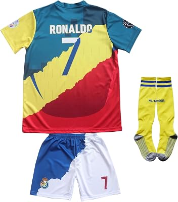 LeenBD Madrid Manchester Al NASSR #7 Kids Soccer Jersey Shirts Football Futbol Socks Set Youth Sizes