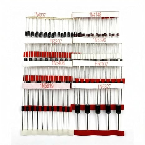 Diode Assortment Kit 100PCS Fast Recovery & Rectifier Diodes, Includes 1N4148 1N4007 1N5819 1N5399 FR107 FR207 1N5408 1N5822 for DIY Electronics Arduino Circuit Projects, Repair