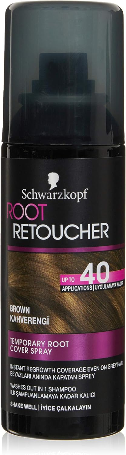 Schwarzkopf Root Retoucher Beyazları Anında Kapatan Sprey Boya Kahverengi, 120 ml