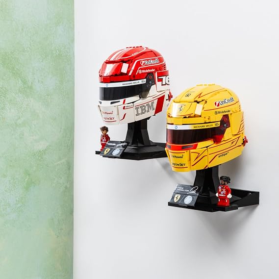 2X Wall Mount Compatible With LEGO Lando Norris 43023 - Lewis Hamilton 43022 - Charles Leclerc 43014 – Oscar Piastri 43017 - UK Made - Helmets Not Included (Double Pack)