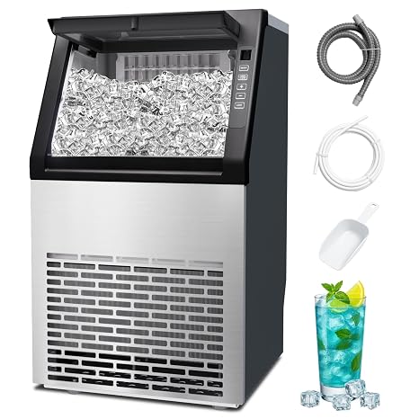 Commercial Ice Machine, 100LBS/Day Freestanding Large Ice Maker