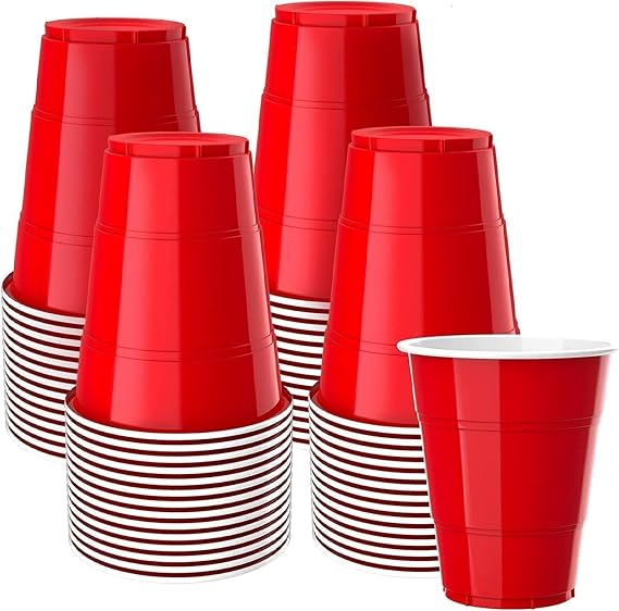 Red Plastic Cups, Disposable Cups 12oz (50 Pack) Cups, Red Party Cups for Birthday,Party,Picnics, Weddings, Christmas, Anniversary