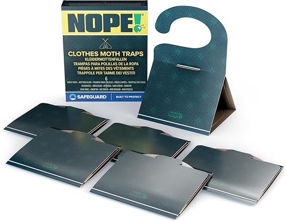 NOPE! Clothes Moth Traps | Odourless Non-Toxic Pheromone Sticky Trap | For Cupboards, Drawers & Clothes Storage Areas | Child & Pet Safe (6-pack)