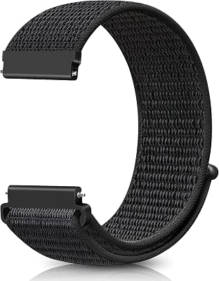 Smartwatch band 22MM for IDW19,IDW16, Nylon Band Adjustable Sport Stretchy Braided Solo Loop Strap, Black