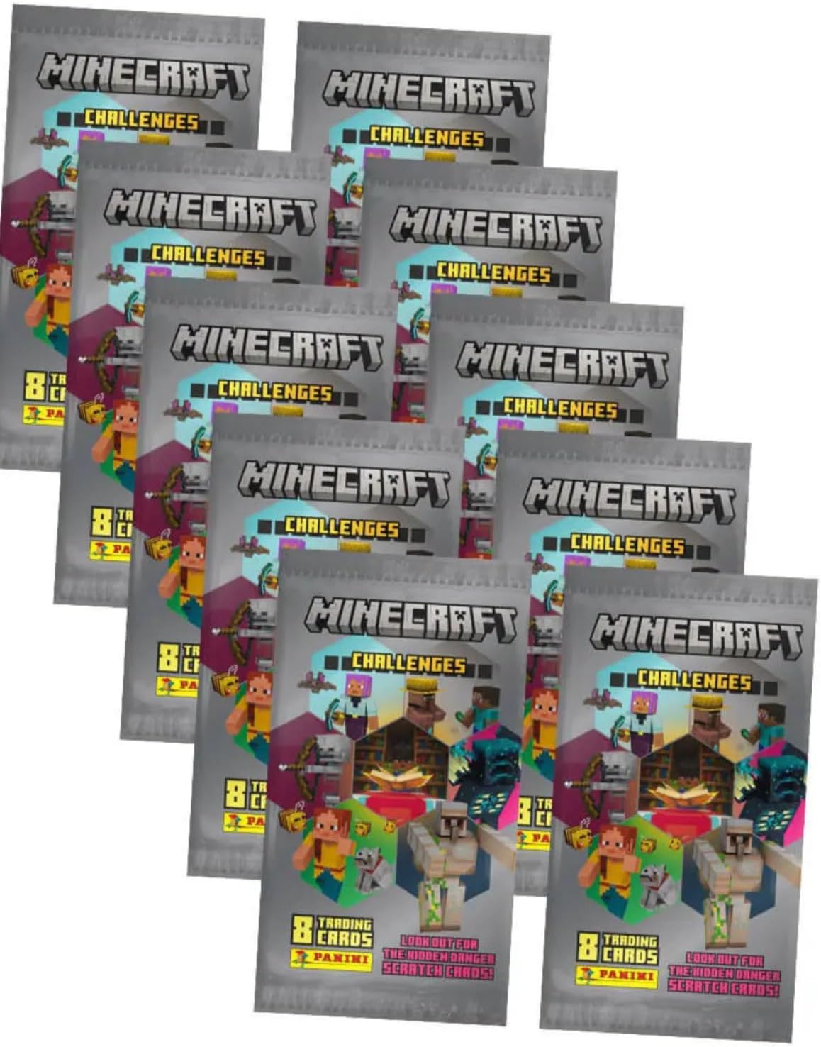 Lisanslı Panini Minecraft Challenges Trading Card Collection, 10 Paket, 80 Kart