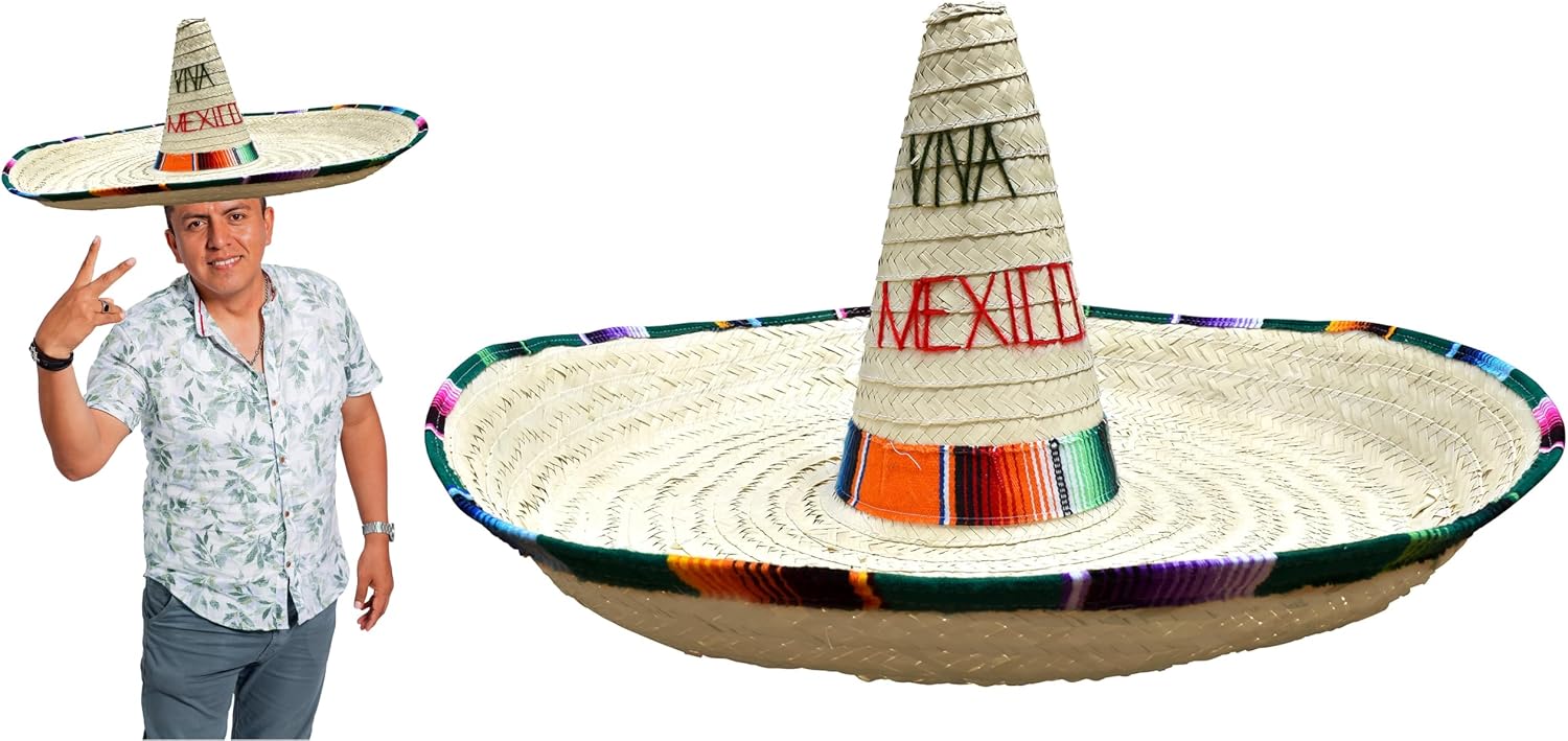 Nicky Bigs Novelties Giant Traditional Sombrero Charro Hat Oversized Cinco De Mayo Fiesta Party Hats for Men, Women & Teens