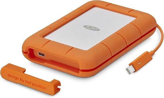 LaCie Rugged Thunderbolt USB-C 2TB External Hard Drive Portable HDD – USB 3.0 compatible, Drop Shock Dust Water Resistant, Mac and PC Computer Desktop Workstation Laptop, 1 Mo Adobe CC (STFS2000800)