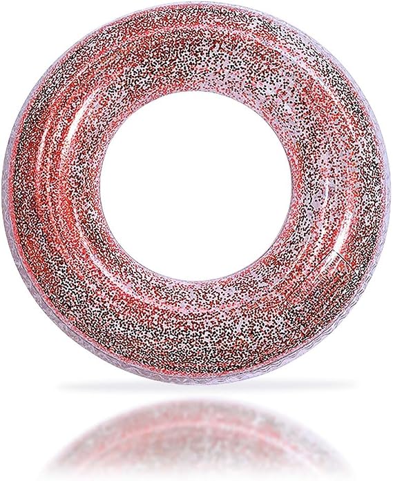 Pool Inflatables Swimming Rings for Adult Teenager, 90/70cm Sequin Inflatable Pool Float Rubber Ring, Blue Flotation Tubes Rings Pool Floaties for Women Summer Beach Party Water Sport