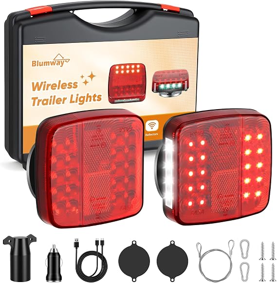 BlumWay Magnetic Wireless Trailer Lights, Rechargeable Tow Light Kit