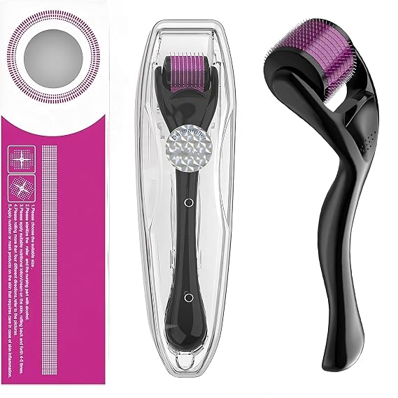 Derma Roller 0.5mm for Hair Growth, 540 Titanium Microneedle Roller for Men & Women, Beard Growth and Skin Care Tool with Carry Case