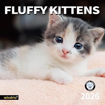 2026 Wall Calendar,Calendar 2026, July 2025 - December 2026, Wall Calendar Fluffy Kittens, 12 x 24 Opened,Full Page Months Thick & Sturdy Paper for Gift Perfect Calendar Organizing & Planning