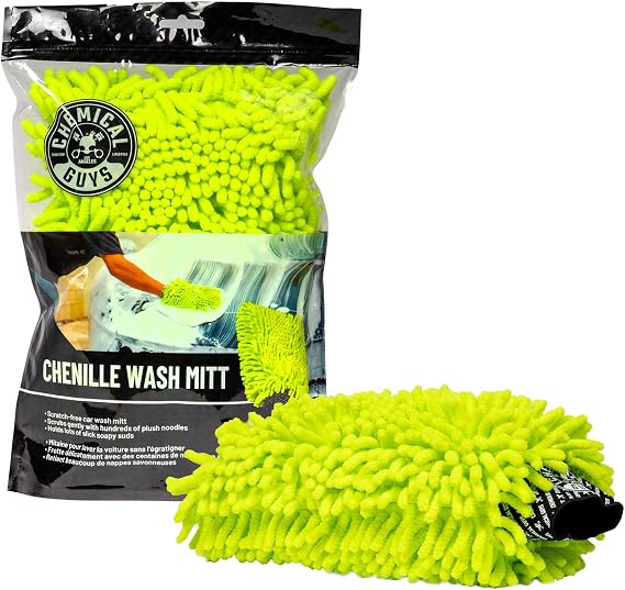 Chemical Guys, Chenille Microfiber Wash Mitt for Cars, Lime Green, Single