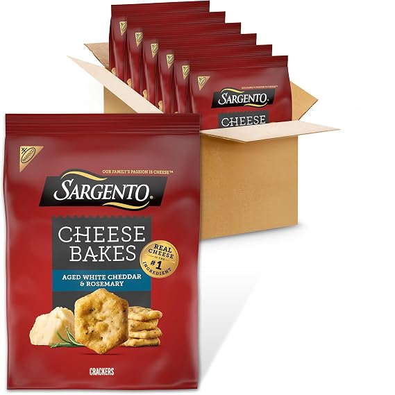 Sargento Cheese Bakes Aged White Cheddar & Rosemary Crackers, 6 Bags