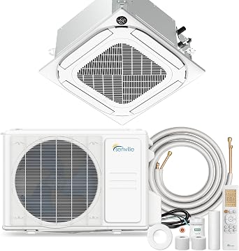 Senville 18000 BTU Ceiling Cassette Mini Split AC Heat Pump, 18000 BTU, 208/230V, Inverter