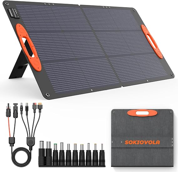 SOKIOVOLA Nタイプ 16BB 100W ポータブルソーラーパネル 18V ETFE ポータブル 折りたたみ式 ソーラー充電器 NextGen 25% 高変換 折りたたみ式ソーラーパネル キャンプ アウトドア RV用