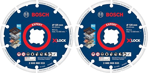 Bosch Professional 1x EXPERT Diamond Metal Wheel X-LOCK Kesme Diski 125 mm (Dökme demir, Paslanmaz çelik, Çelik, Demir içermeyen metalle, Ø 125 mm, Aksesuar Küçük Avuç Taşlama Makinesi) (2 paketi)