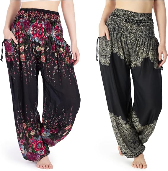 Black Flower and Black Mandala Boho Pants Bundle Size medium