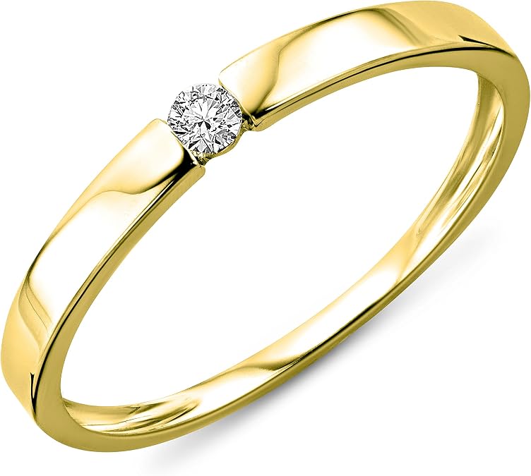 Miore diamond solitaire engagement ring in 9 kt 375/1000 yellow gold/white gold with 0.05 ct brilliant cut natural diamond