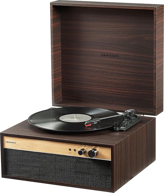 Crosley CR6236AFT-WA Jasper Record Player, Walnut