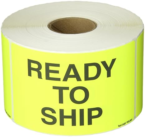 Tape Logic Aviditi Tape Logic 3" x 5","Ready to Ship" Fluorescent Yellow Sticker, for Shipping, Handling, Packing, and Moving (1 Roll of 500 Labels)