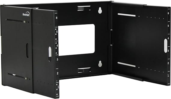 NavePoint 6U Patch Panel Bracket Wall Mount Patch Panel Rack for 19 Networking Equipment Expandable Mounting Depth 9.5 to 15.5 4U IT Rack 40lbs Weight Capacity Pre-Assembled
