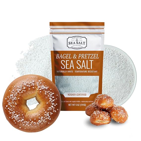 Sea Salt Superstore Pretzel Sea Salt for Soft Pretzels, Baking, 5 oz Bag | Heat resistant, for bagel and soft pretzel salt, for baking, bag