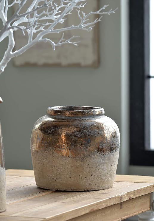 11" Candia Ceramic Vase, Sienna Brown
