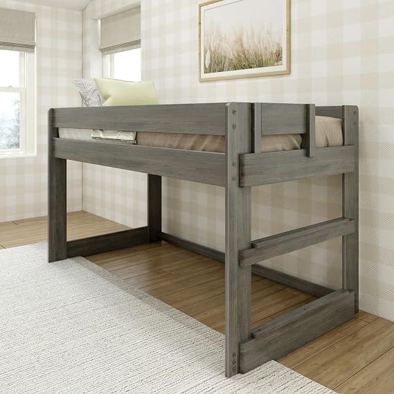 Max & Lily Modern Farmhouse Twin Low Loft Bed, Driftwood