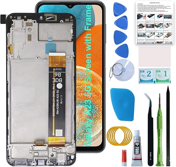 A23 5G LCD Screen Replacement Kit with Frame Compatible for Samsung Galaxy A235G SM-A236U, A236U1, S236D, with User Manual and Repair Tools