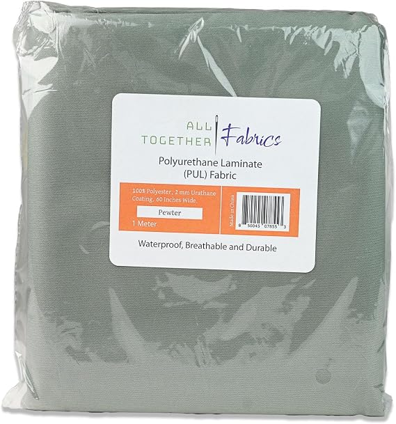 Polyurethane Laminate (PUL) Pre-Cut Fabric by the Meter. Waterproof and Breathable. Perfect for Cloth Diapers and Similar Projects. 1 Meter, Pewter