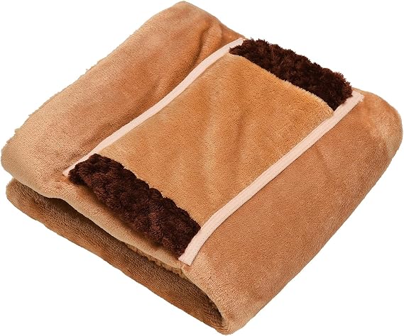 TREETDOBV USB Micro Flannel Back to Sherpa Electric Heated Blanket with Hand Pocket Warm Knee Foot Shawl Plush Knee Warmer Lunch Breack Electric Heated Blanket for Home Office Car 24x32 Inch(Khaki)