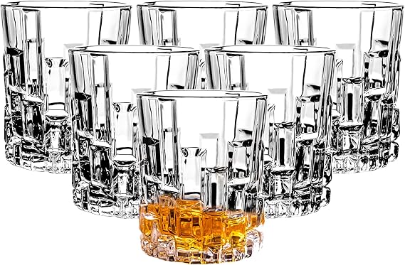 Old Fashioned Glasses Set of 6 - Whiskey Glasses - Vodka Bourbon Scotch Liquor Glass - Bar Tumbler Cocktail Glass Set 10 oz