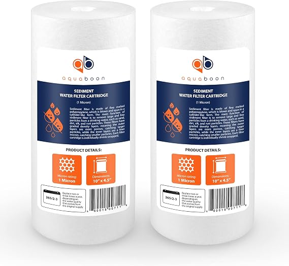 Aquaboon Whole House 1 Micron Water Filter 10 x 4.5 Against Sediment 2-Pack