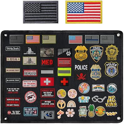 Tactical Patch Wall Board,Collapsible Tactical Patch Display, Hook and Loop Military Patches Holder
