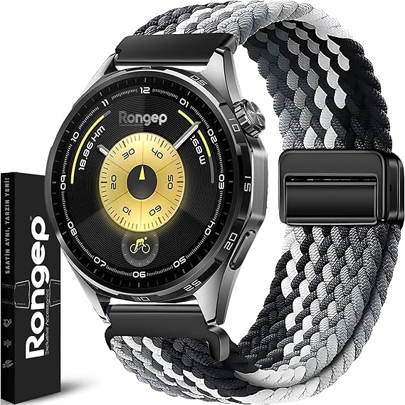 Rongep [Örgü Loop] Huawei ile Uyumlu 22mm Kordon GT6/GT6 Pro/GT Runner 2/GT5/5 Pro/GT4/GT3/3 Pro 46mm için Manyetik Toka GT6 Pro Kordon Terletmeyen Elastik Kumaşlı GT6 46mm Kordonu