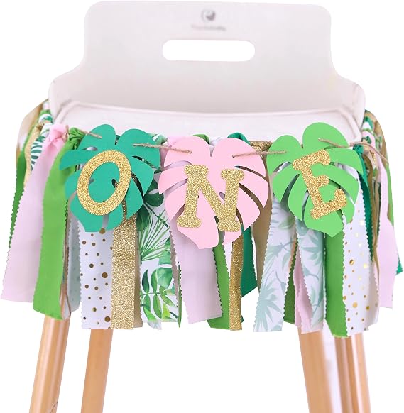 Wild One Birthday Banner - Pink Safari Highchair Banner, Photo Booth Props, Backdrop, Cake Smash