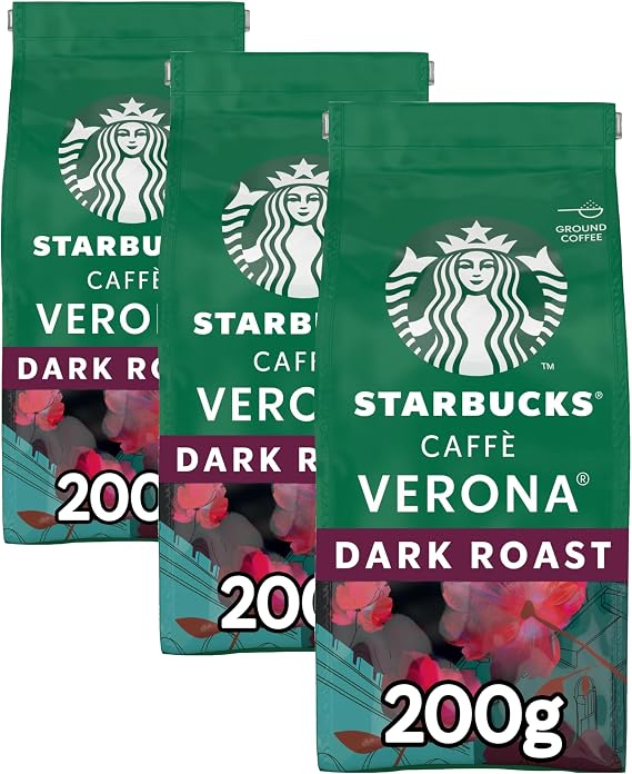 Starbucks Dark Caffè Verona Öğütülmüş Kahve 200 g (3 paketi)