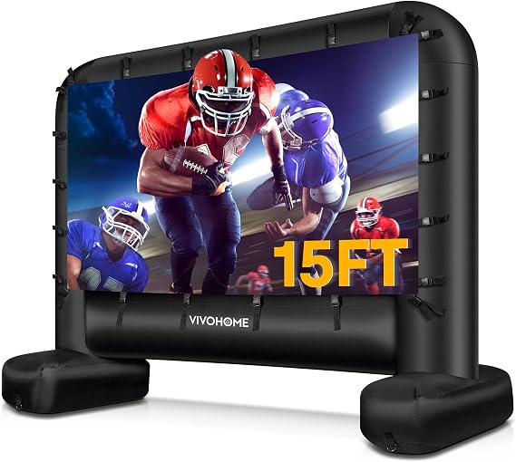 VIVOHOME 15 FT Inflatable Projector Screen for Outside, Blow Up Movie Screen Outdoor Use, Mega Large TV Screen with Carry Bag for Backyard, Tube Leg Support
