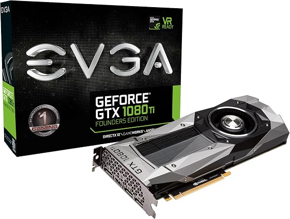 EVGA GeForce GTX 1080 Ti Founders Edition Gaming, 11GB GDDR5X, LED, DX12 OSD Support (PXOC) Graphic Cards 11G-P4-6390-KR