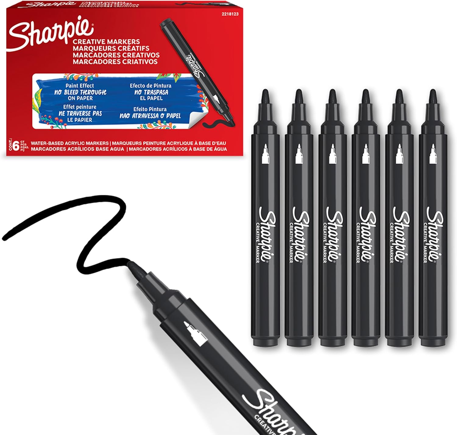 SHARPIE Akrilik markör, Yuvarlak uç, Siyah