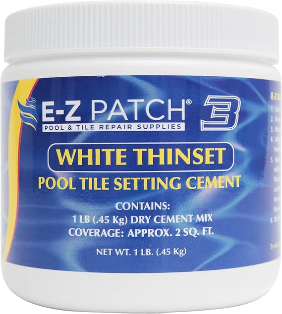 3 Pool Tile Thinset Cement for Repairs - Color Adjustable Pool Tile Adhesive (1 lb)