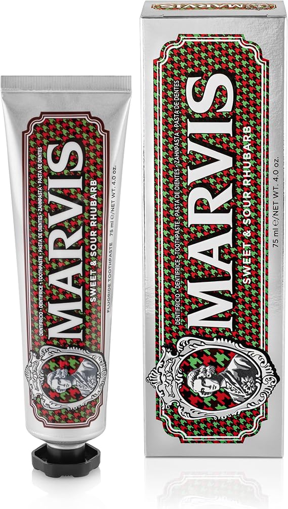 Marvis Sweet and Sour Rhubarb Toothpaste, 75ml, Sensational Rhubarb Flavoured Toothpaste Helps Remove Plaque with Long-Lasting Freshness