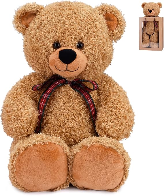 Bebamour Teddy Bear 52cm Soft Plush Teddy Bear for Kids, Large Stuffed Animal Toy with Ribbon Bow, Cuddly Gift for Girls & Boys, Baby Shower, Christening, Birthday