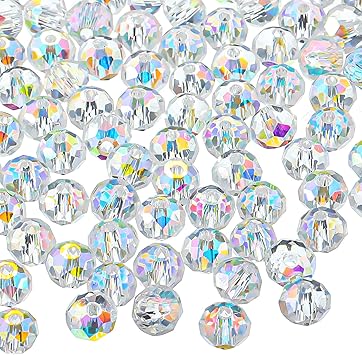 800 Pieces 6mm Crystal Rondelle Glass Beads Faceted Rondelle Beads DIY Glass Crystal for Jewelry Making Suncatchers Bracelets Necklace Pendants Supplies(Ab Color)